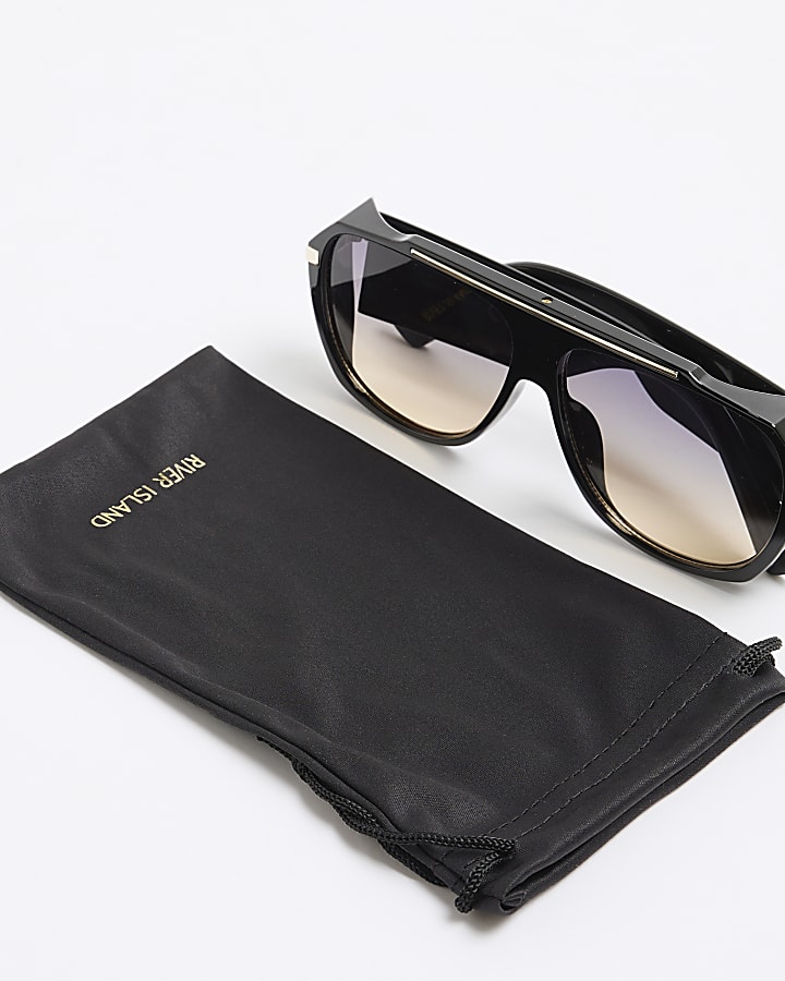 Black Ombre Lense Chunky Aviator Sunglasses