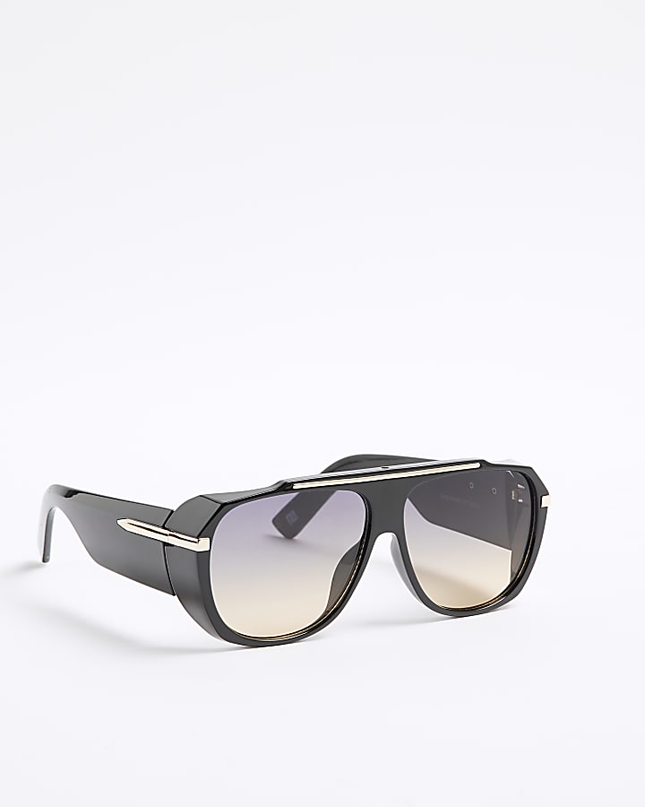 Black Ombre Lense Chunky Aviator Sunglasses