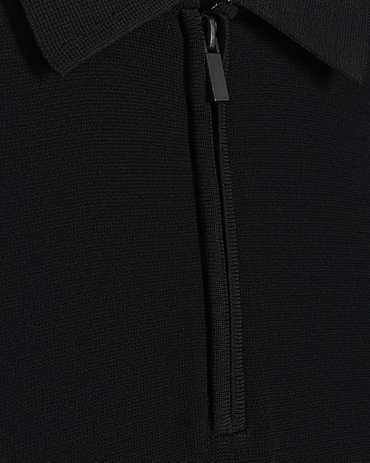 Black Slim Colour Blocked Polo Shirt