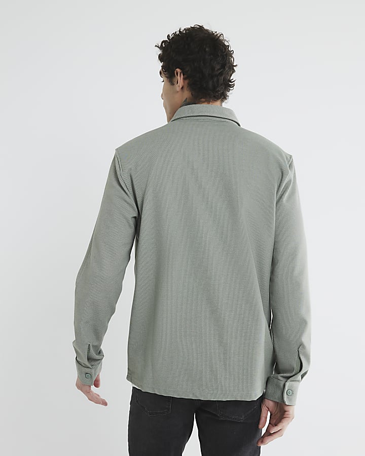 Green Long Sleeve Embroidery Jersey Shirt