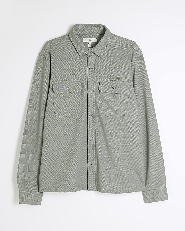 Green Long Sleeve Embroidery Jersey Shirt