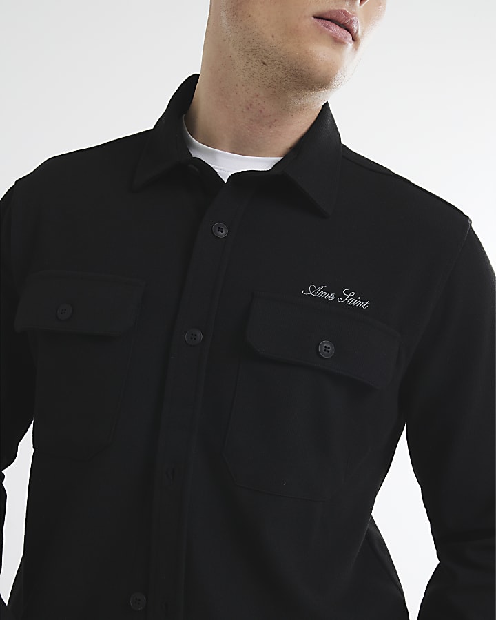 Black Long Sleeve Embroidery Shirt