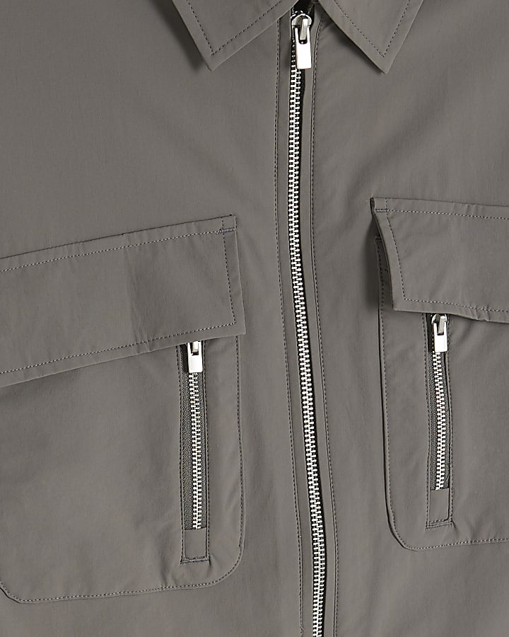 Grey Utility Pocket Overshirt