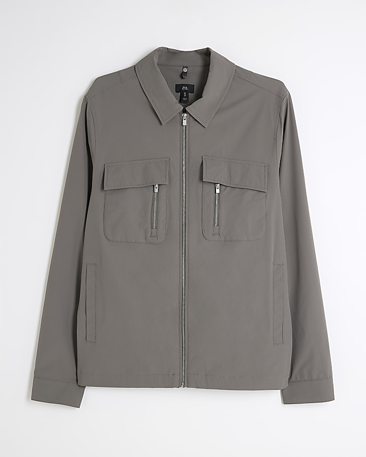 Grey Utility Pocket Overshirt