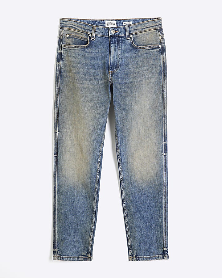 Blue Denim Tapered Jeans