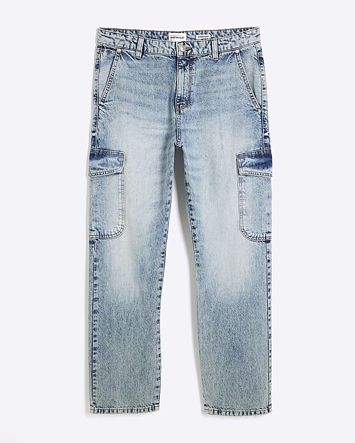 Blue Denim Cargo Relaxed Jeans