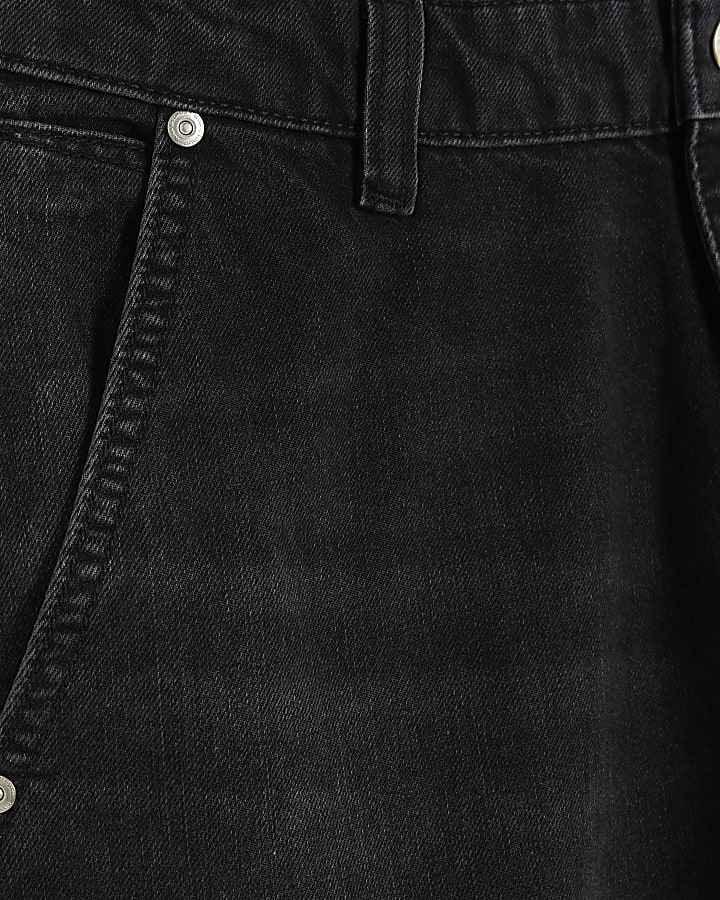 Black Denim Cargo Relaxed Jeans