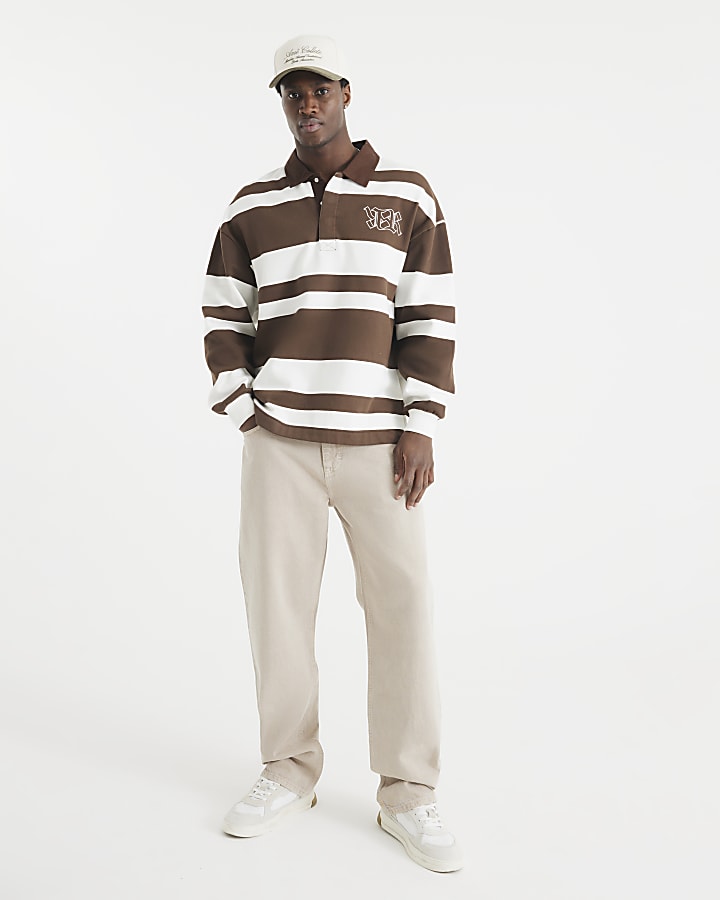 Beige Denim Loose Fit Jeans