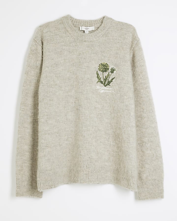 Stone Embroidery Floral Jumper