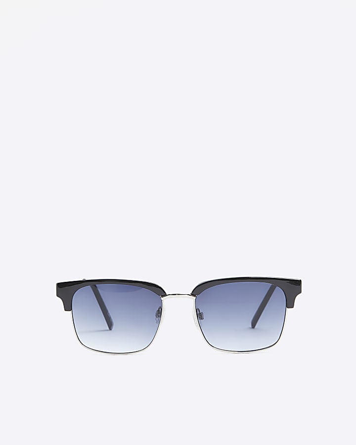 Black Round Blue Sunglasses