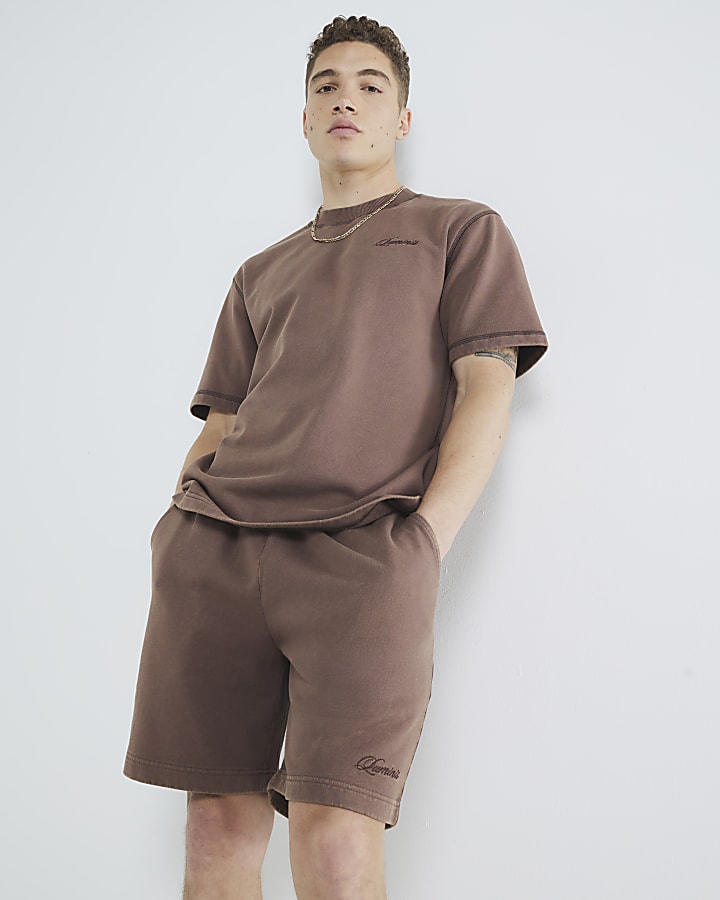 Brown Regular Fit Washed Luminis Shorts