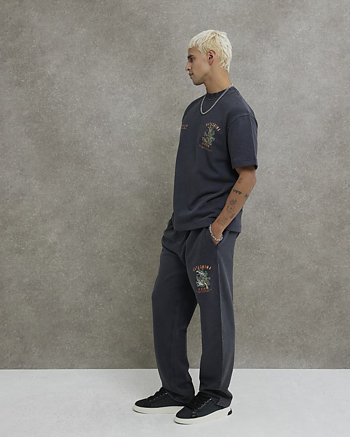 Black Open Hem Hayashima Washed Joggers