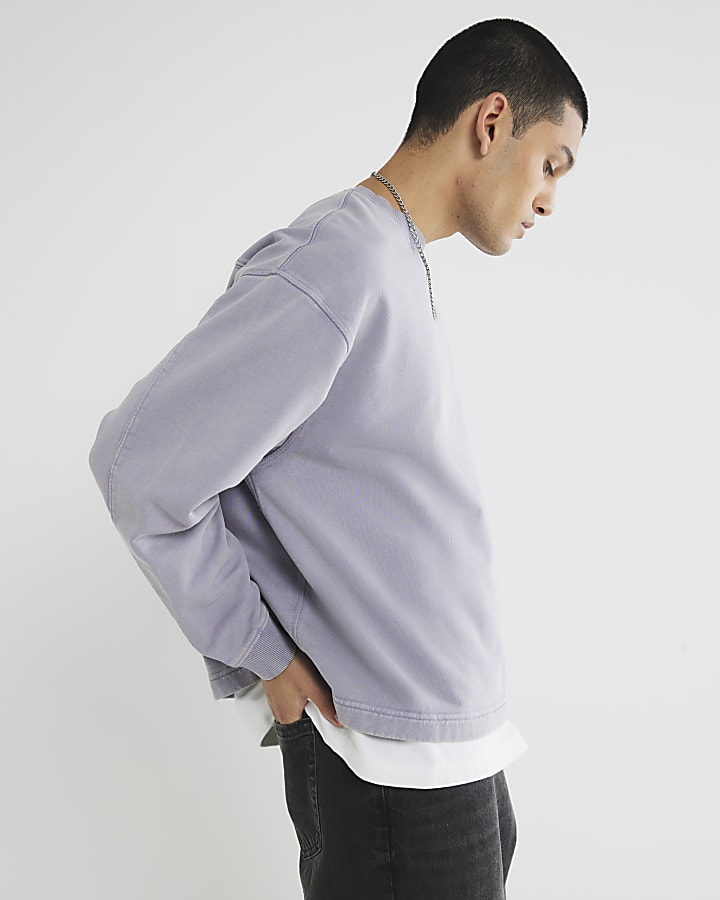 Purple Long Sleeve Washed Luminis Sweatshirt