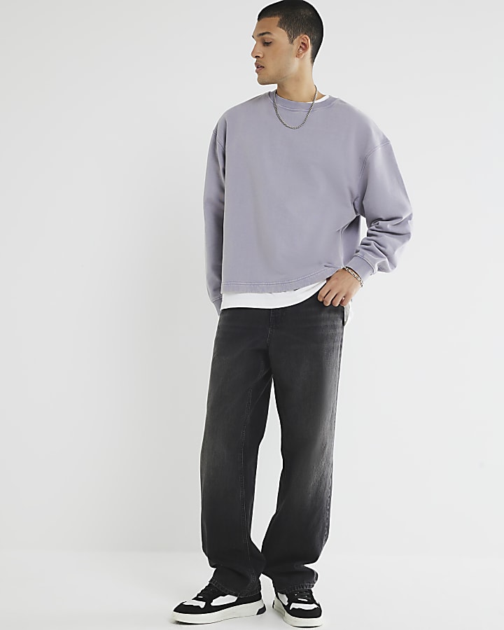 Purple Long Sleeve Washed Luminis Sweatshirt