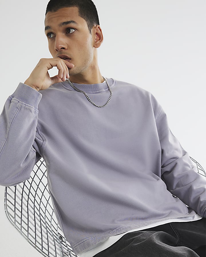 Purple Long Sleeve Washed Luminis Sweatshirt