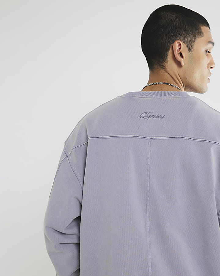 Purple Long Sleeve Washed Luminis Sweatshirt