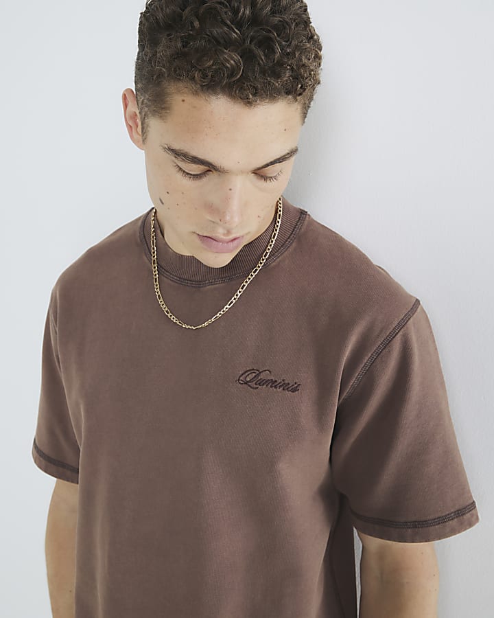 Brown Regular Fit Washed Luminis T-Shirt