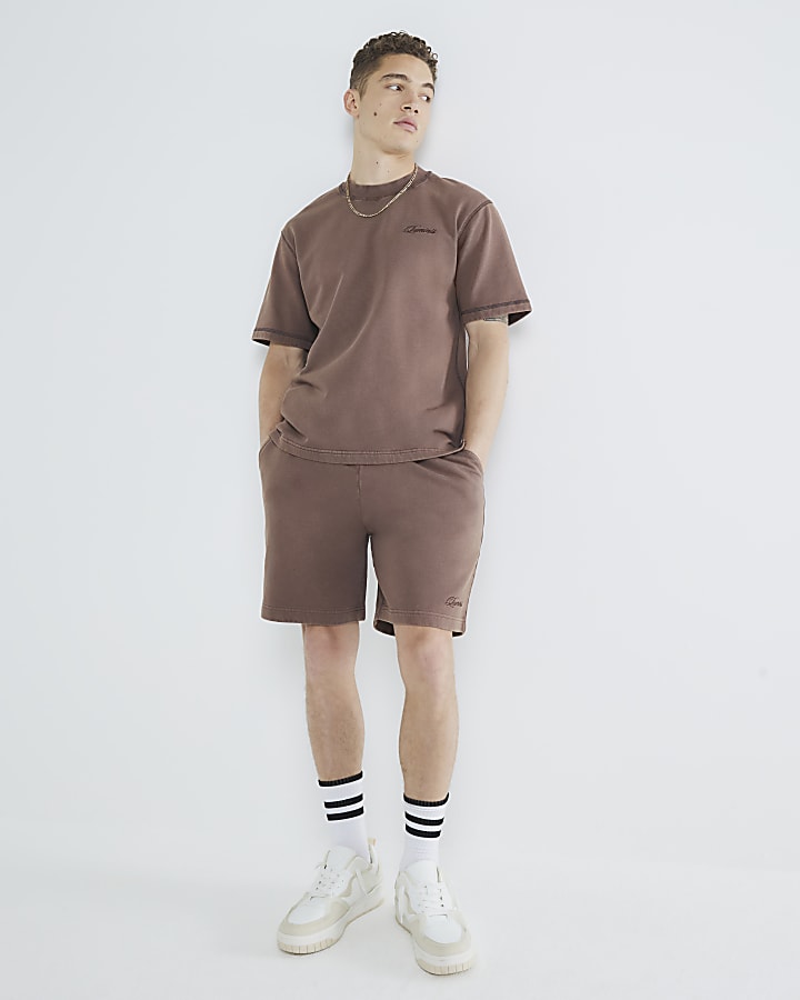 Brown Regular Fit Washed Luminis T-Shirt