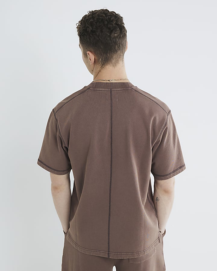 Brown Regular Fit Washed Luminis T-Shirt