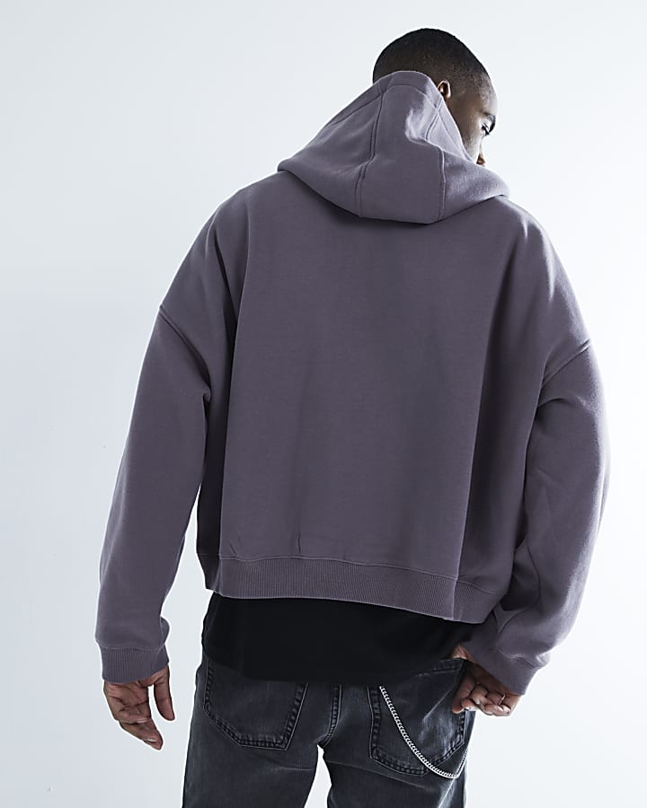 Purple Long Sleeve Zip Through Dragon Hoodie