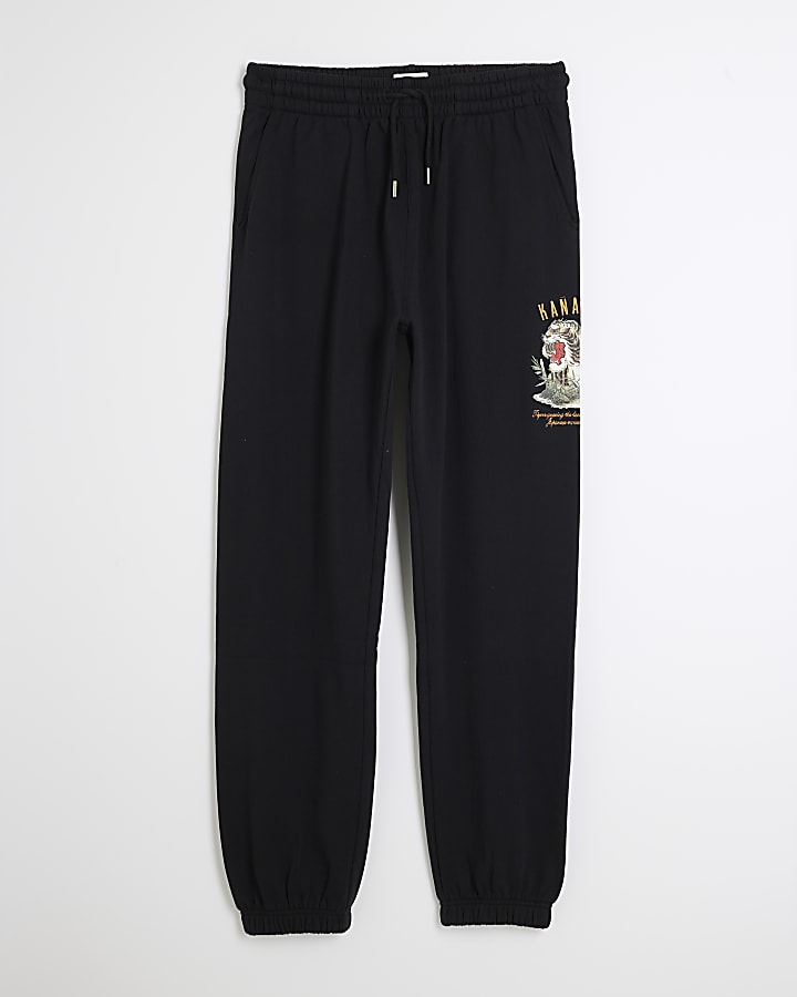 Black Regular Fit Kanazawa Tiger Joggers