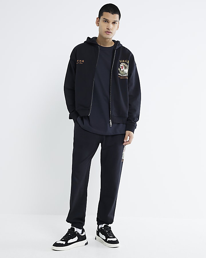 Black Zip Through Kanazawa Tiger Hoodie