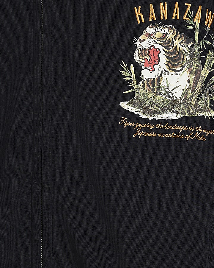 Black Zip Through Kanazawa Tiger Hoodie