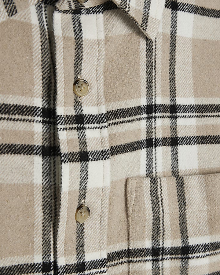 Beige Long Sleeve Check Shirt