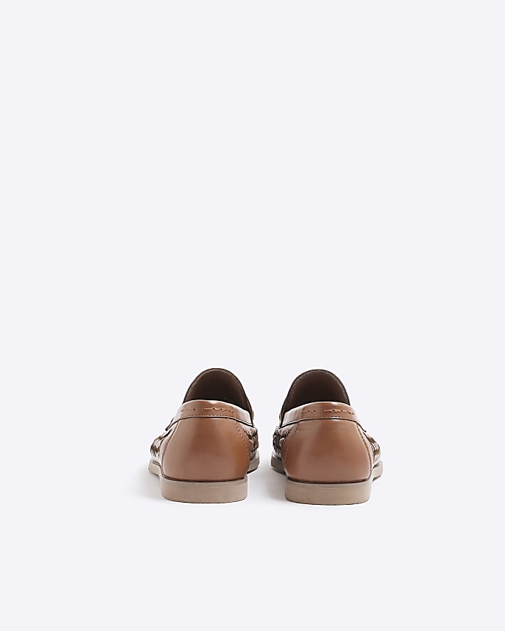 Brown Woven Loafers