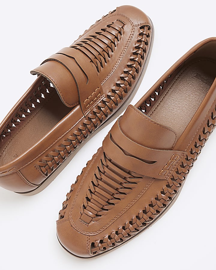 Brown Woven Loafers