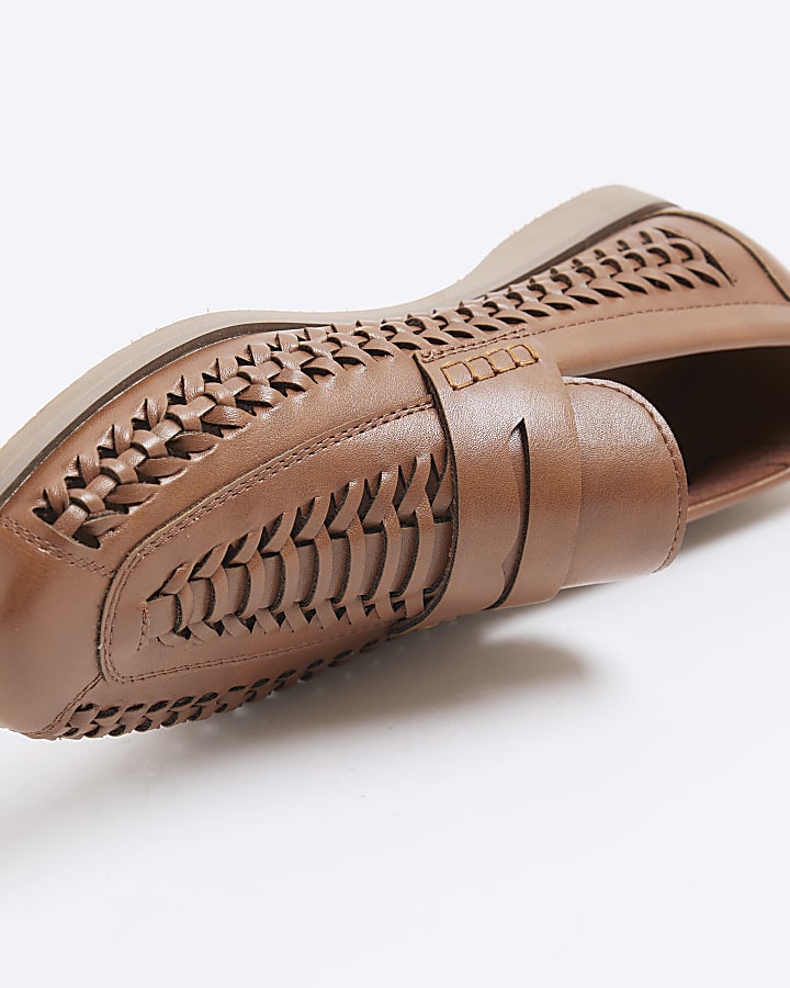 Brown Woven Loafers