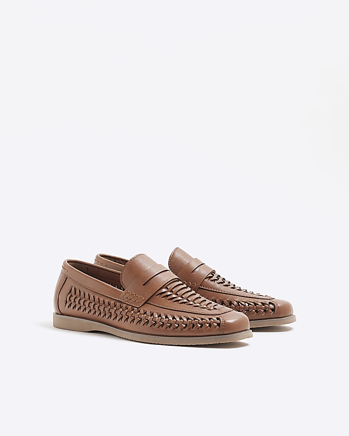 Brown Woven Loafers