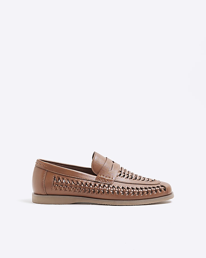 Brown Woven Loafers