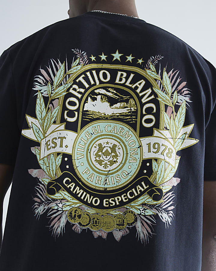 Black Regular Fit Cortijo Blanco T-Shirt