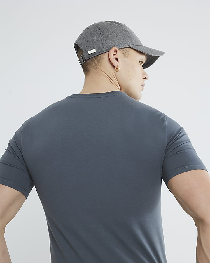 Grey Muscle Fit Short Sleeve T-Shirt