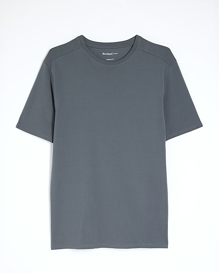 Grey Muscle Fit Short Sleeve T-Shirt