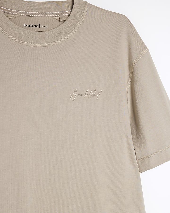 Beige Regular Fit Embroidery T-Shirt