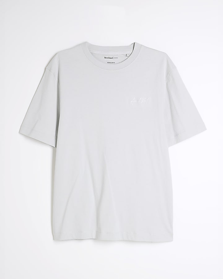 Grey Regular Fit Embroidery T-Shirt