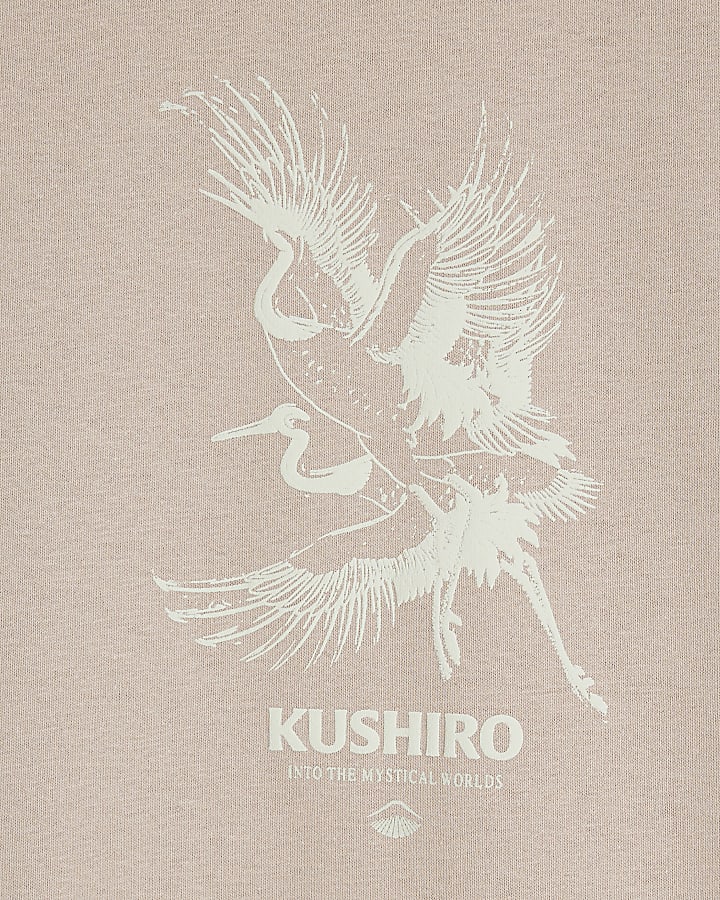 Pink Boxy Fit Kurisho Crane T-Shirt