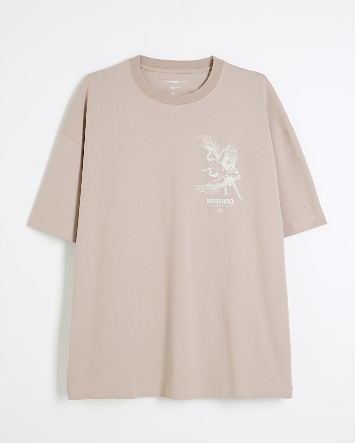 Pink Boxy Fit Kurisho Crane T-Shirt