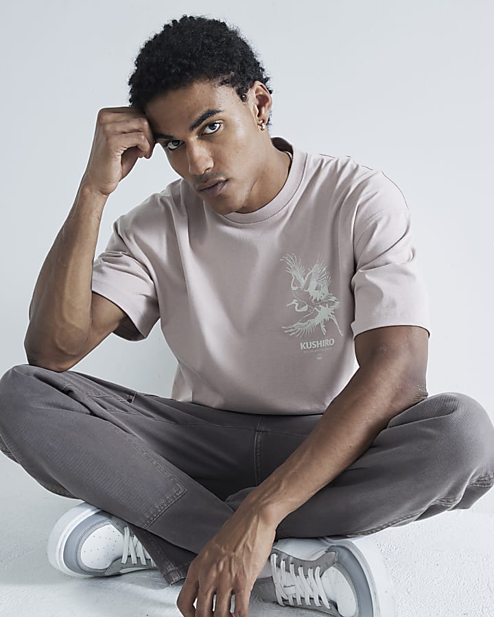 Pink Boxy Fit Kurisho Crane T-Shirt