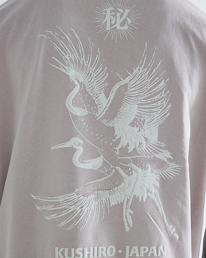 Pink Short Sleeve Kurisho Crane T-Shirt