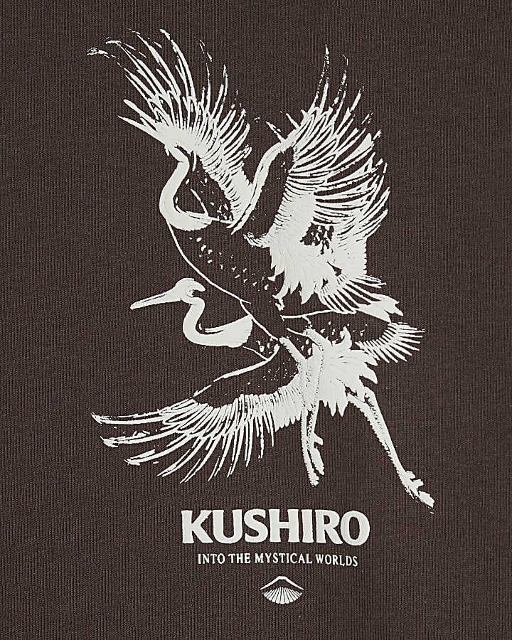 Brown Short Sleeve Kurisho Crane T-Shirt