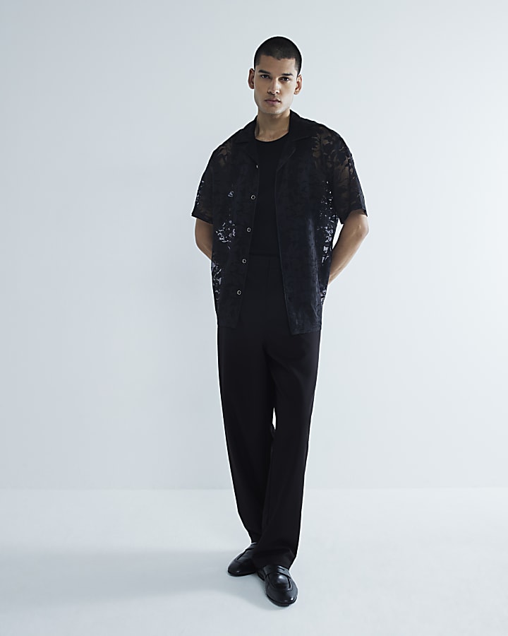 Black Floral Lace Shirt