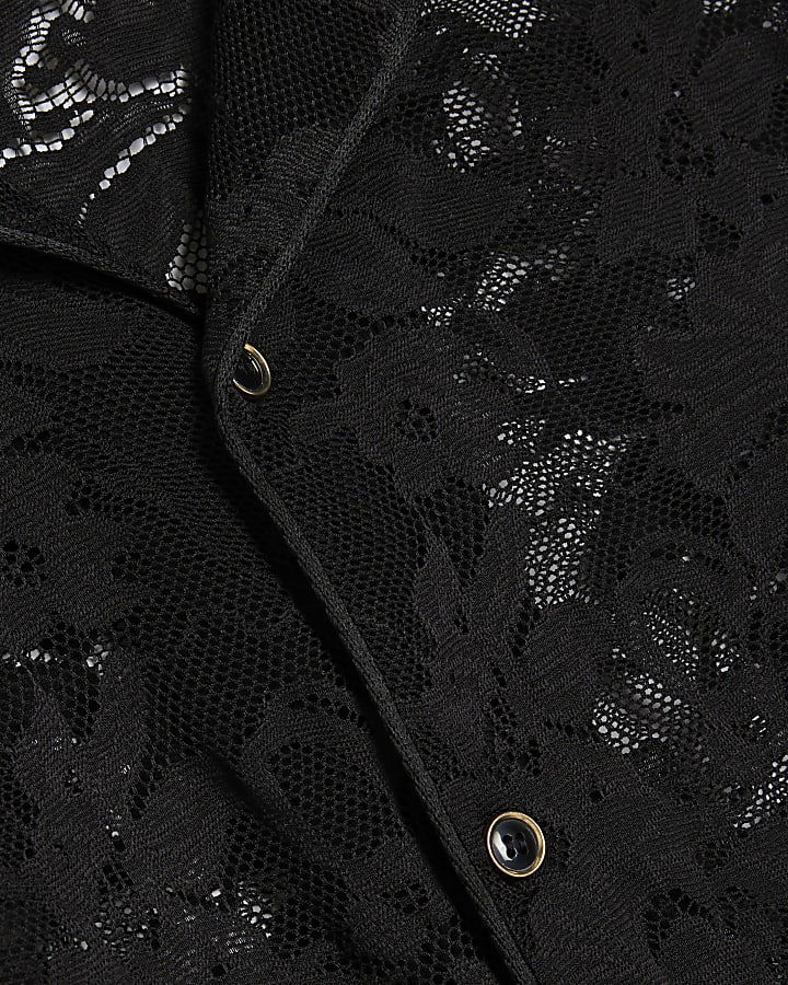 Black Floral Lace Shirt