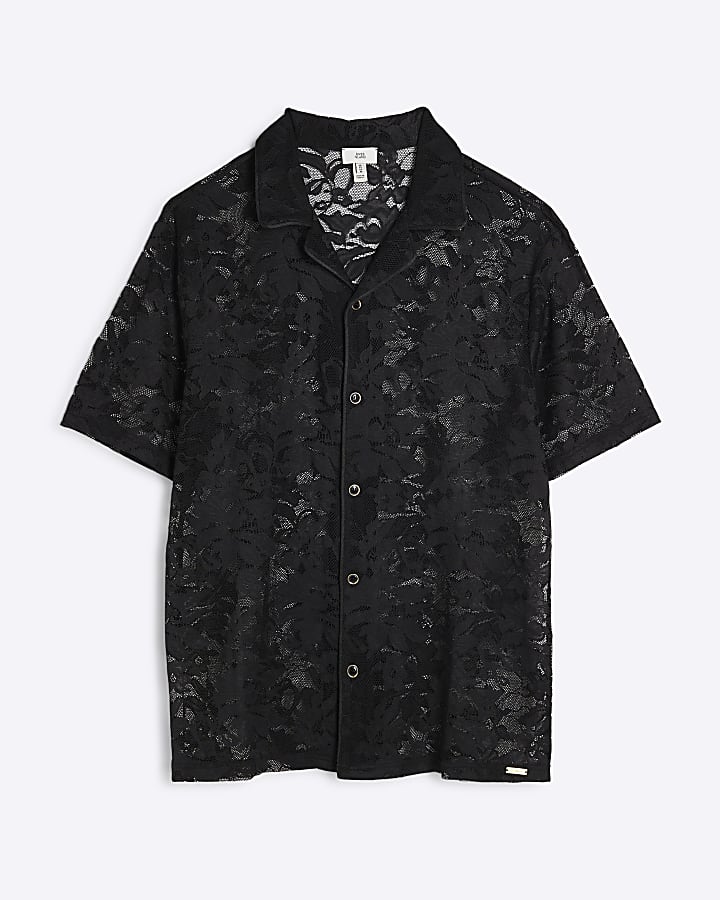 Black Floral Lace Shirt