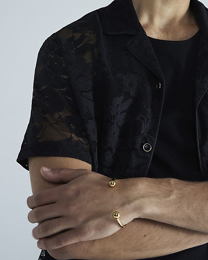 Black Floral Lace Shirt