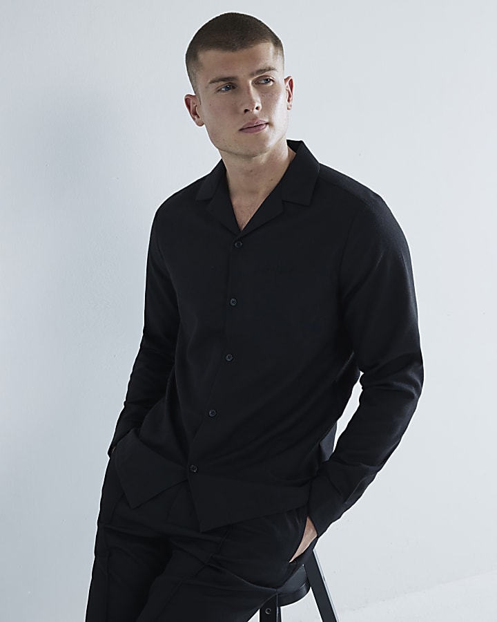 Black Regular Fit Long Sleeve Shirt