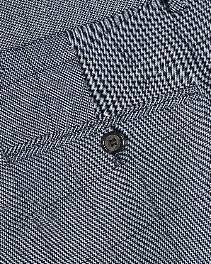 Blue Check Skinny Suit Trousers