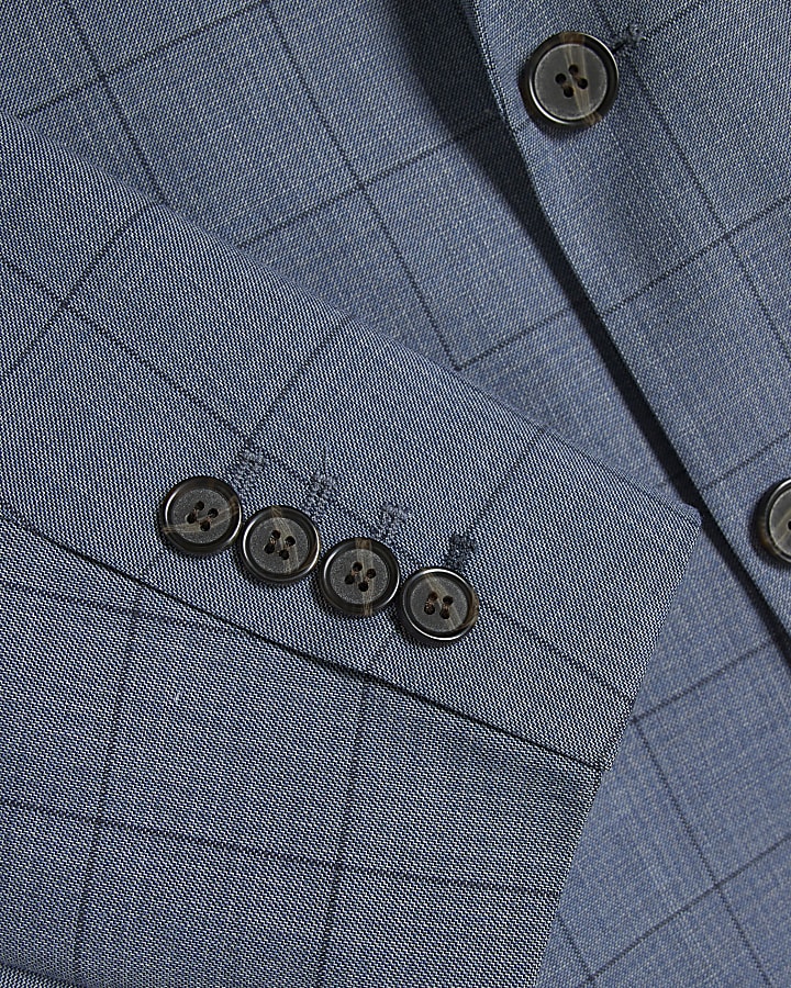 Blue Check Skinny Suit Jacket